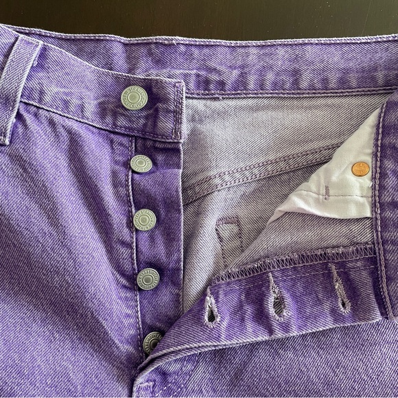 LEVI'S FRESH 501 Original Crop Jean Botanical Lavender Pea Tab Poetcore Pastel - Picture 2 of 13